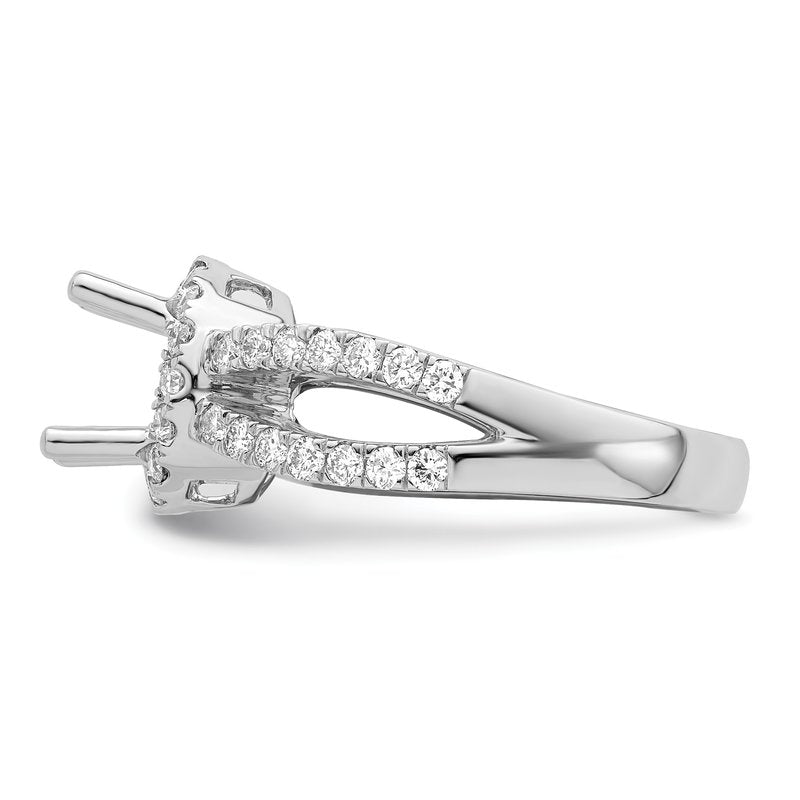 14K White Gold 3/4 carat Lab Grown Diamond VS/SI  D E F  Semi Mount Round Halo Engagement Ring
