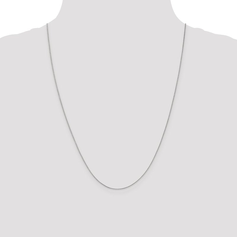 14K White Gold 14 inch .5mm Box with Spring Ring Clasp Chain