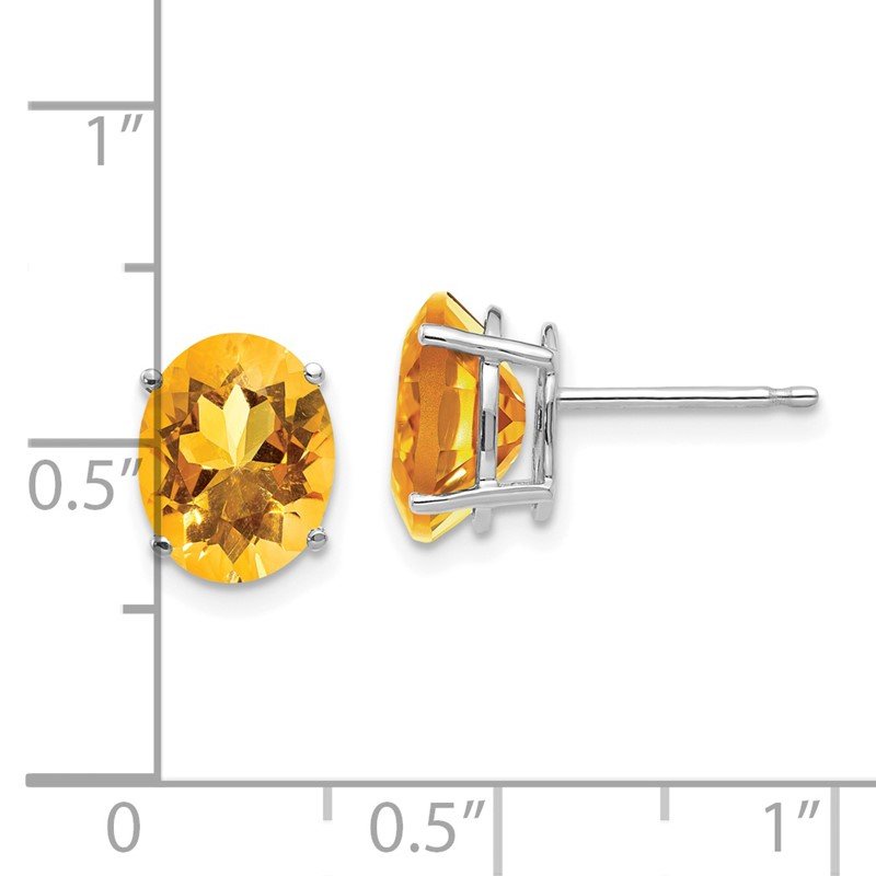 14k White Gold 9x7mm Oval Citrine Post Earrings