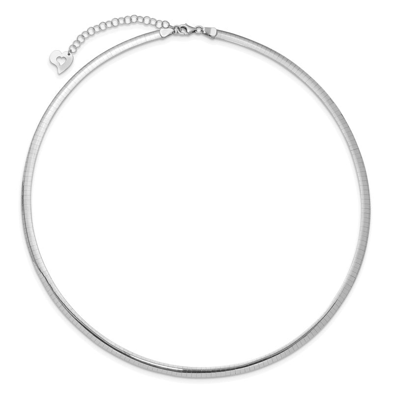 14k Two-tone 4mm Lightweight Reversible 16 inch Omega Necklace Plus 2 inch Heart Chain Extender
