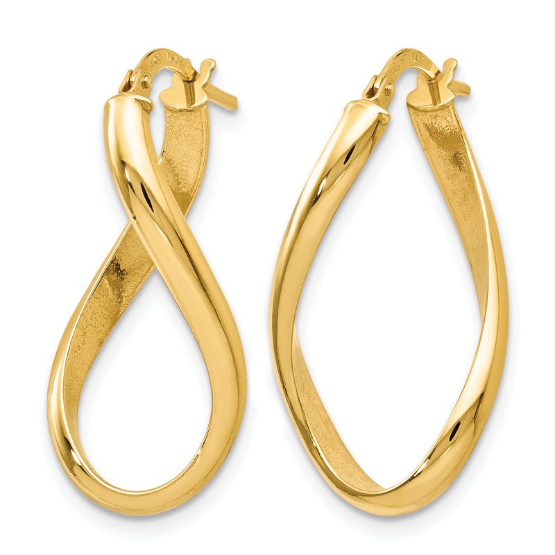 14K Polished Oval Twisted Hoop Earrings
