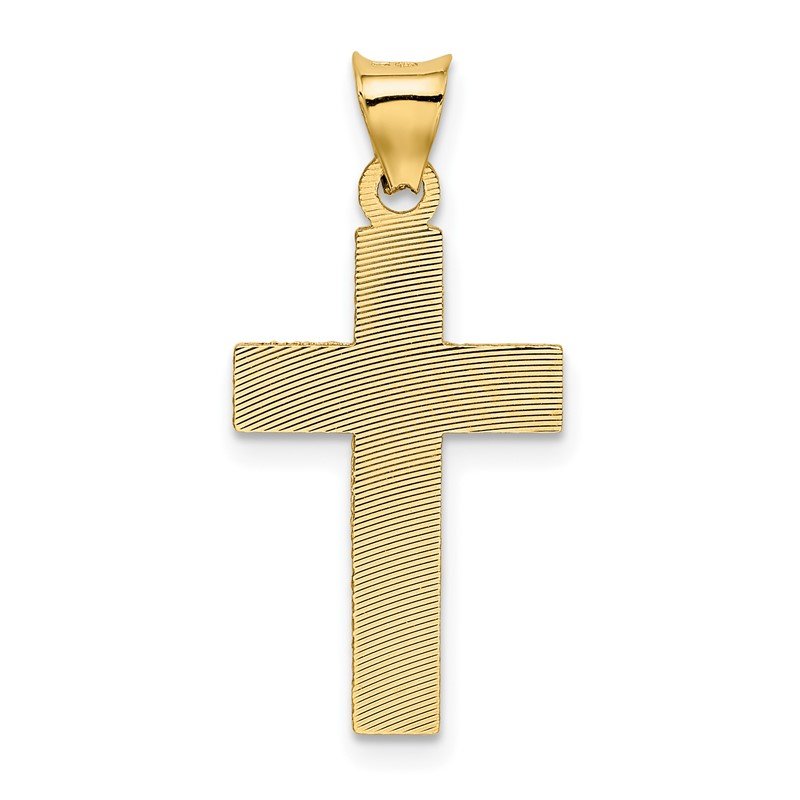 14k Polished Satin and Diamond-cut Crucifix Pendant