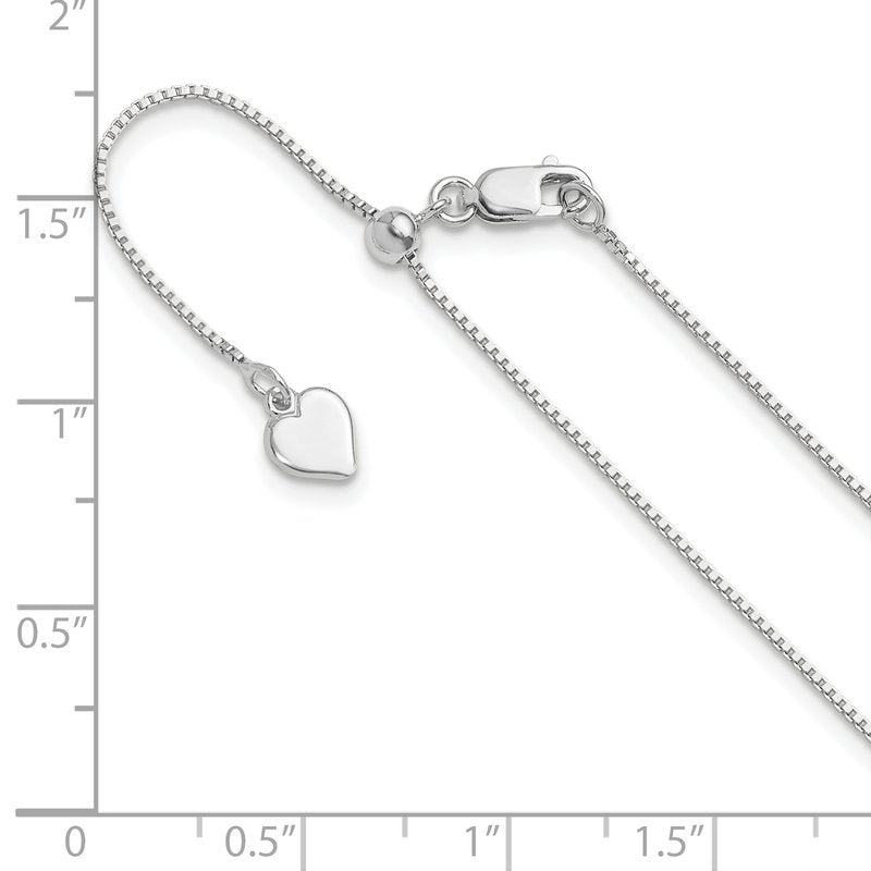 Sterling Silver RH-plated Adjustable .85mm Box Chain
