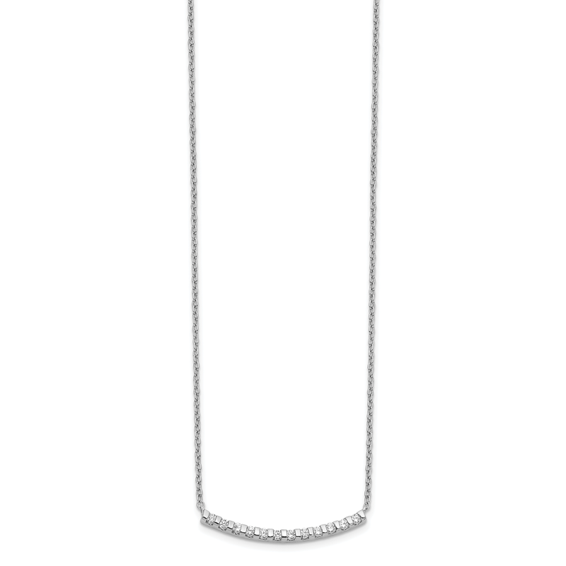 14k White Gold 1/4 carat Diamond Curved Bar 18 inch Necklace