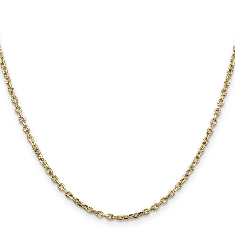 14K 26 inch 2.2mm Diamond-cut Round Open Link Cable with Lobster Clasp Chain