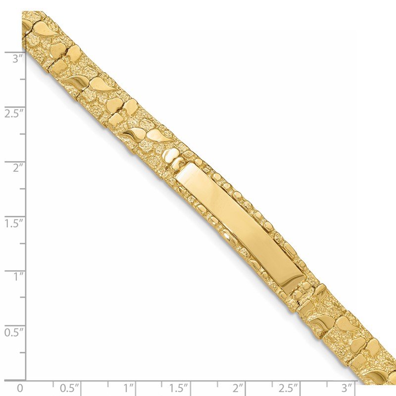 14k Polished Solid 10.0mm Nugget 38x10mm Plate 7 inch ID Bracelet