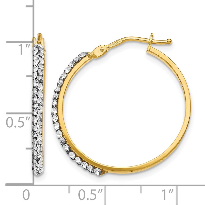 14K Crystals Polished Hoop Earrings
