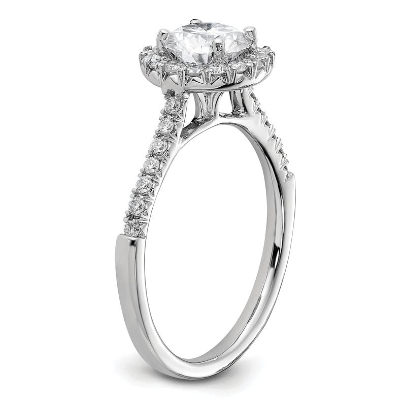 14K White Gold 1/4 carat Lab Grown Diamond VS+ F+ Semi-Mount Round Halo Engagement Ring