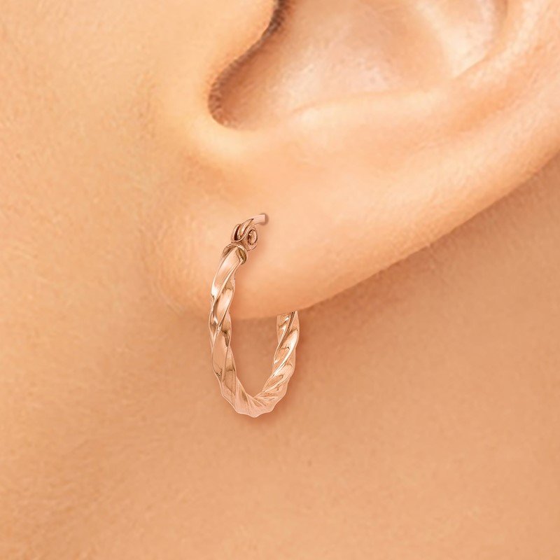 14k Rose Gold Twisted Hoop Earrings