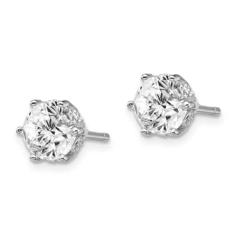 Sterling Silver Rhodium-plated Brilliant-cut 6.5mm CZ Post Stud Earrings