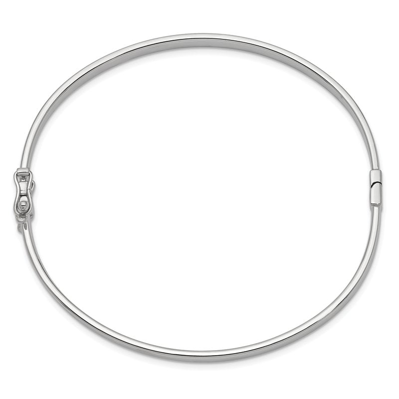 14k White Gold Polished 4.00mm Hinged Oval Bangle Bracelet