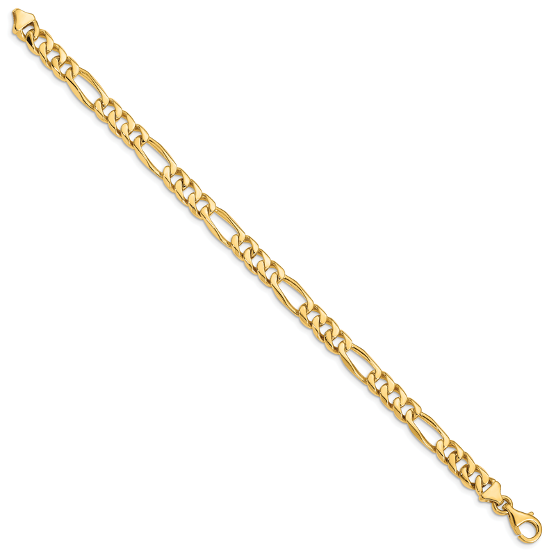 14K 18 inch 7mm Hand Polished Figaro Link with Fancy Lobster Clasp Chain