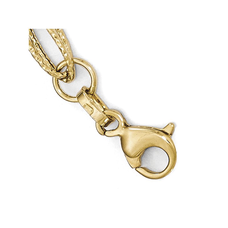 14K Two-tone Polished and Textured Fancy Link Bracelet