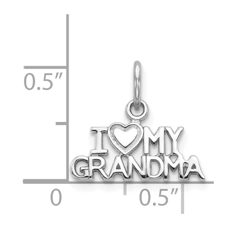 14k White Gold I HEART MY GRANDMA Charm