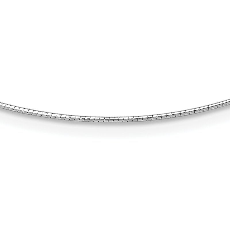 14K White Gold 1MM Round Detachable clasp Omega Necklace