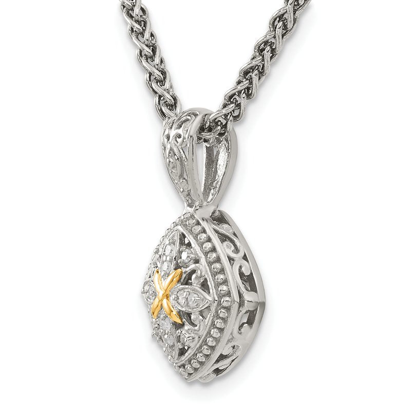 Sterling Silver with 14K Accent 18 Inch Diamond Necklace