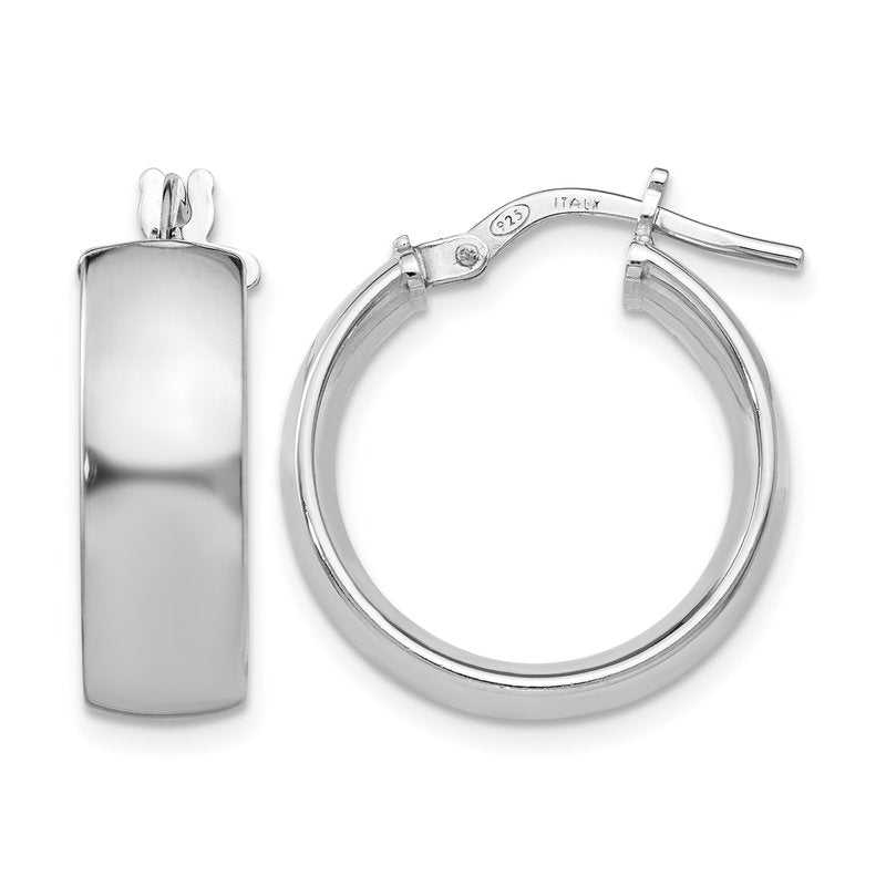 Sterling Silver Rhodium-plated Hoop Earrings