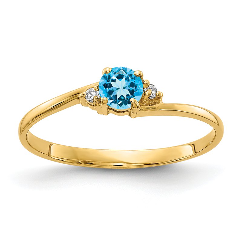 14k 4mm Blue Topaz AAA Diamond ring