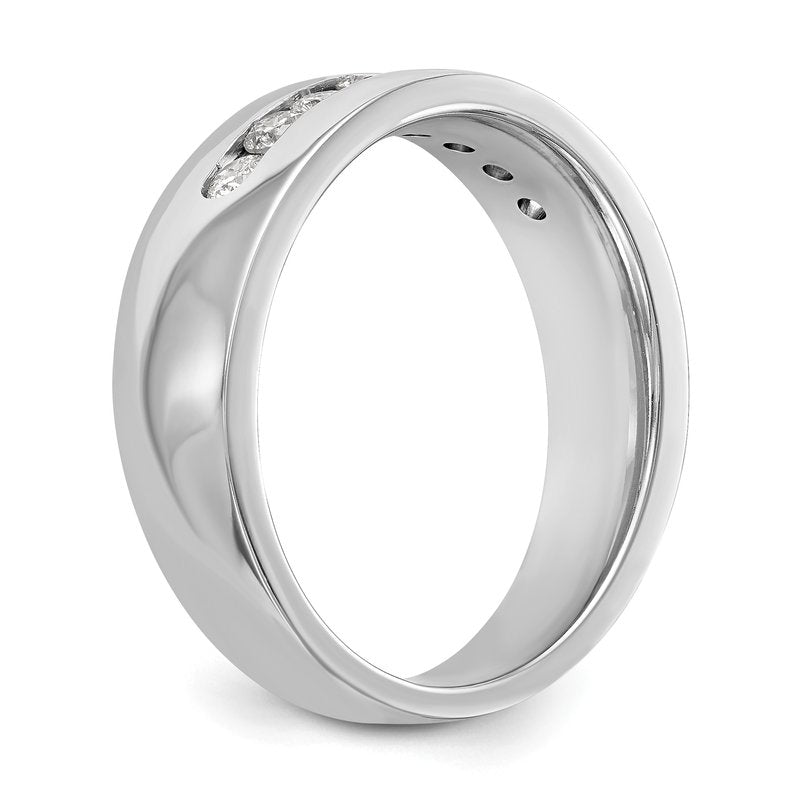 14K White Gold Men's 1/3 carat Lab Grown Diamond VS+ F+ Complete Channel Band