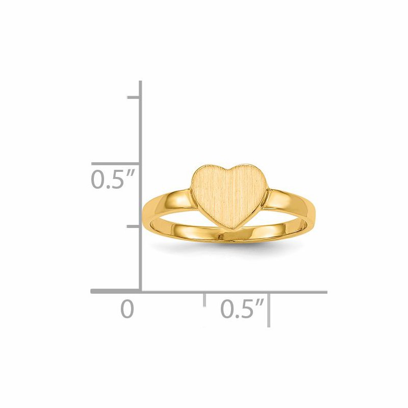 14k 7.5x6.5mm Open Back Heart Signet Ring