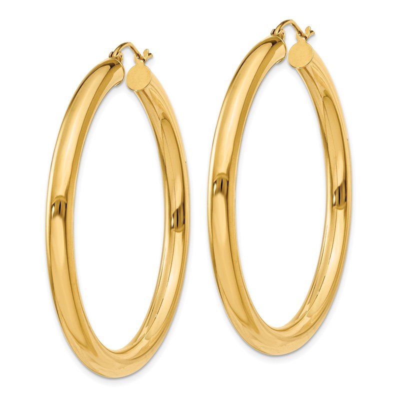 14K 4x45mm Polished Lightweight Tube Hoop Earrings