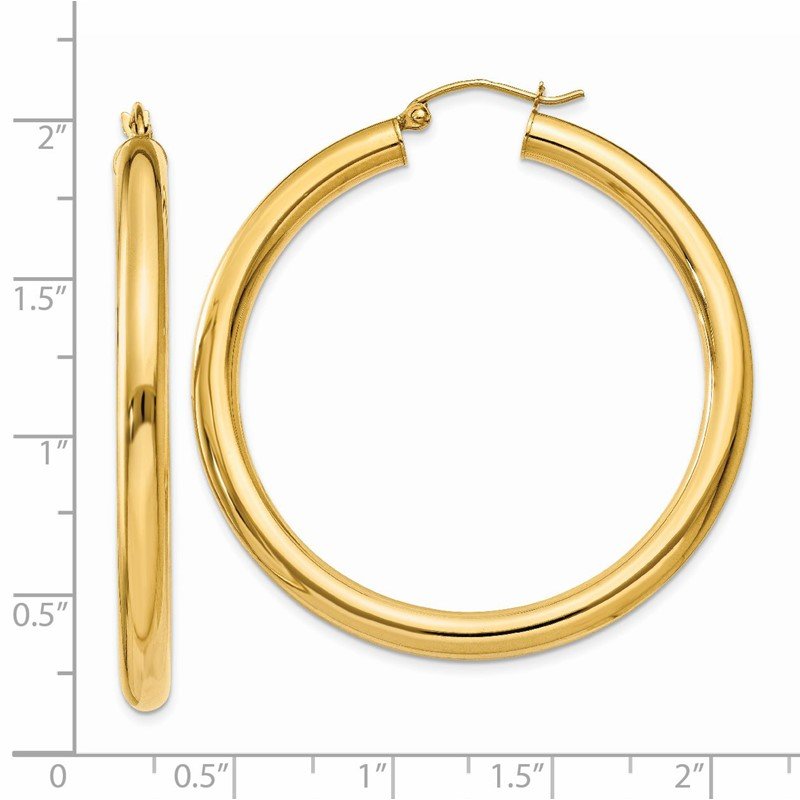 14K 4x45mm Polished Lightweight Tube Hoop Earrings