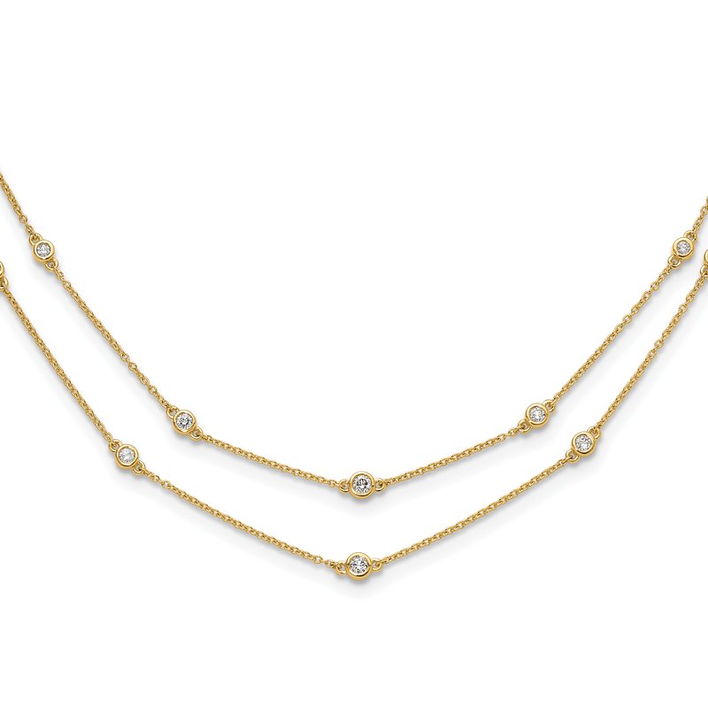 14k White Gold Complete 1/2 carat Diamond Multi-Station Double Strand 18 inch Necklace