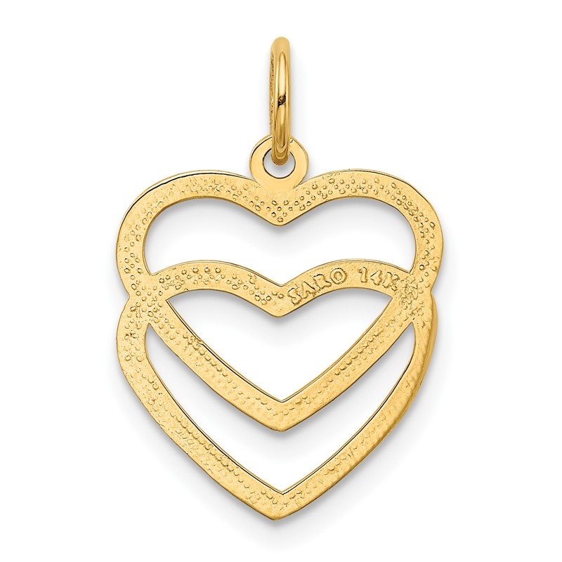 14K Polished Double Heart Pendant