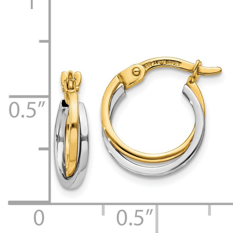 14k Two-tone Polished Hollow Hoop Earrings