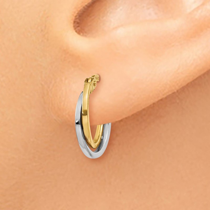 14k Two-tone Polished Hollow Hoop Earrings
