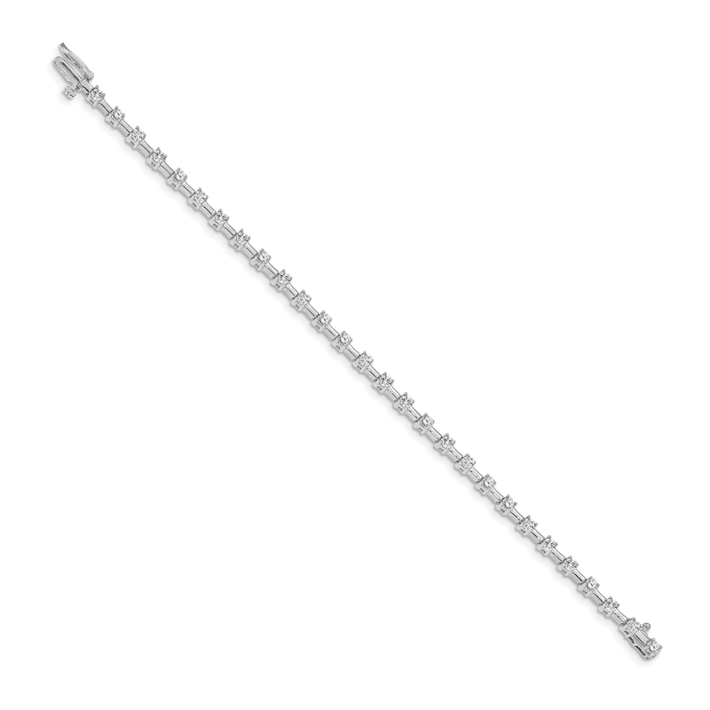 14k White Gold Complete 2 carat Round AA Diamond Bar Link 7 inch Tennis Bracelet