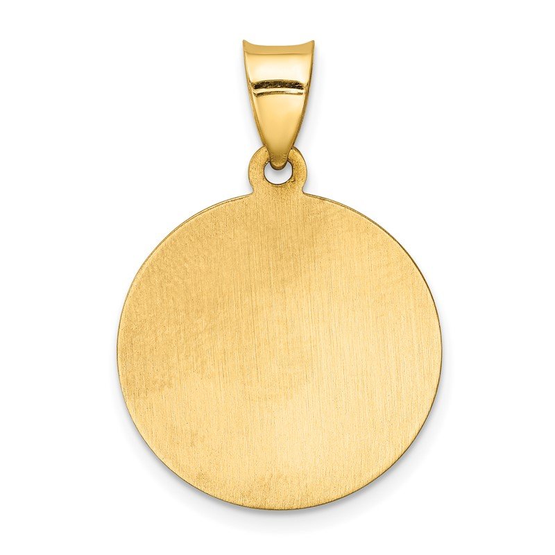 14k Polished and Satin Hollow Caridad Del Cobre Medal Round Pendant