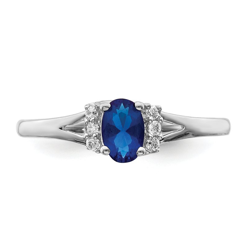 14k White Gold Diamond and Oval Emerald Ring