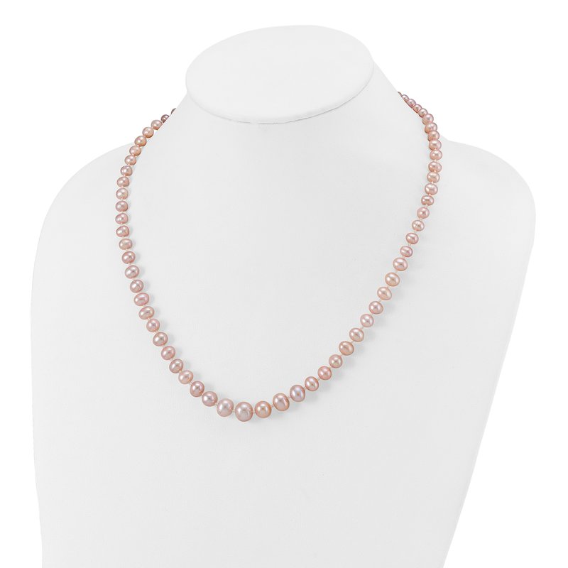 14k 4-8mm Purple Freshwater Cultured Pearl Graduated 18 inch Necklace