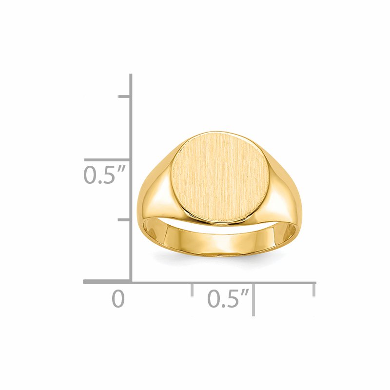 14k 10.5x11.0mm Closed Back Signet Ring