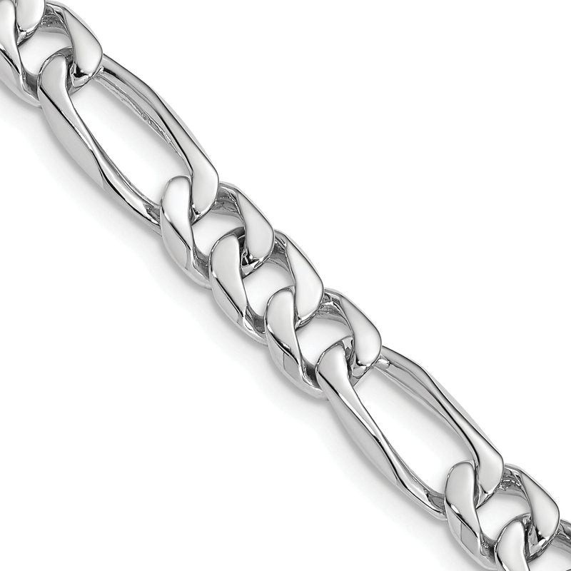 14K White Gold 18 inch 7mm Hand Polished Figaro Link with Fancy Lobster Clasp Chain