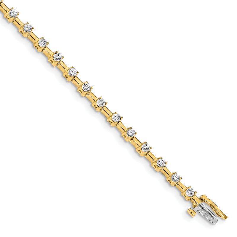 14k Complete 2 carat Round VS Diamond Bar Link 7 inch Tennis Bracelet
