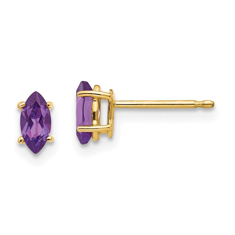 14k 6x3mm Marquise Amethyst Post Earrings