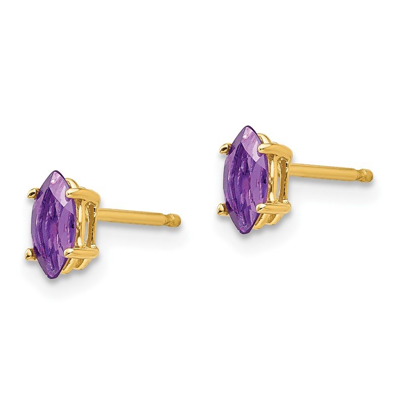 14k 6x3mm Marquise Amethyst Post Earrings
