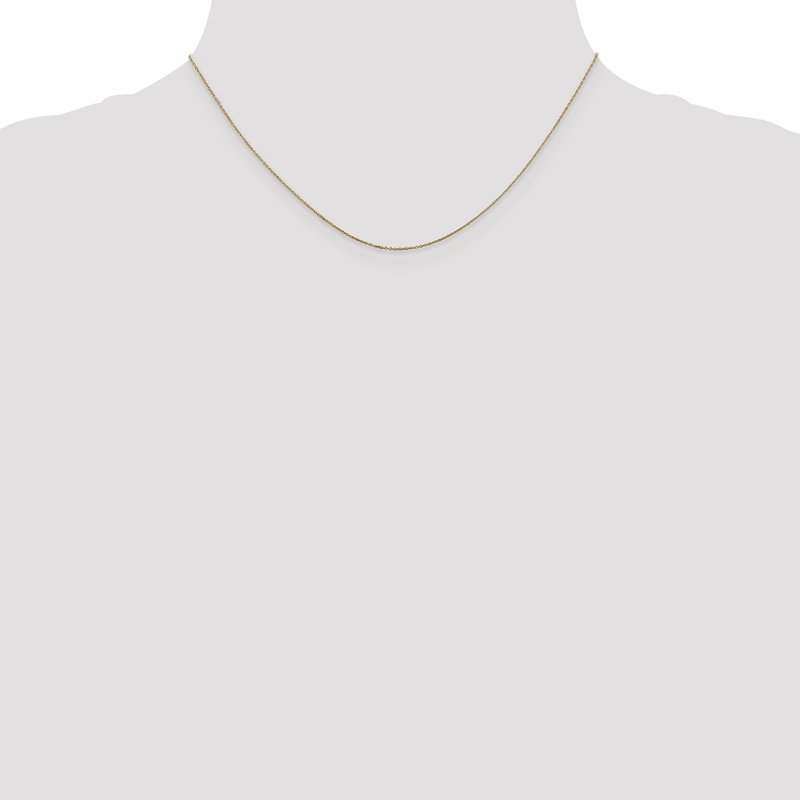 14K 14 inch .6mm Diamond-cut Round Open Link Cable with Spring Ring Clasp Chain