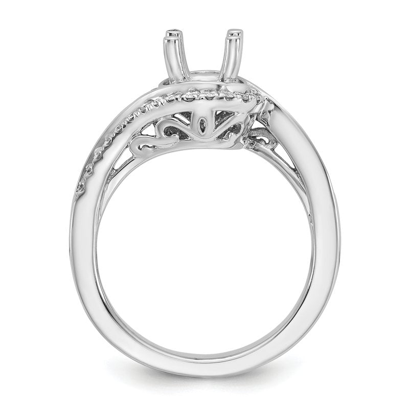 14K White Gold 1/4 carat Lab Grown Diamond VS/SI  D E F  Semi Mount Round By-Pass Engagement Ring