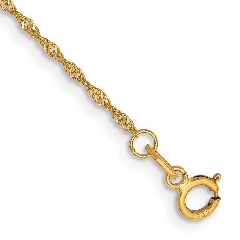 14K 14 inch 1.10mm Singapore with Spring Ring Clasp Chain