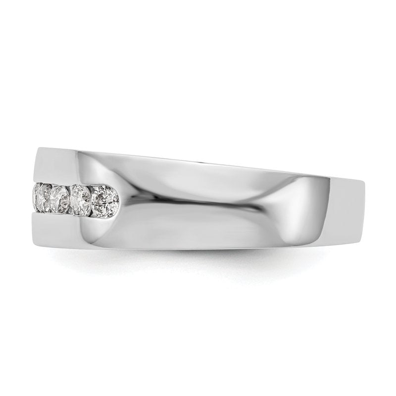 14K White Gold Men's 1/3 carat Lab Grown Diamond VS+ F+ Complete Channel Band