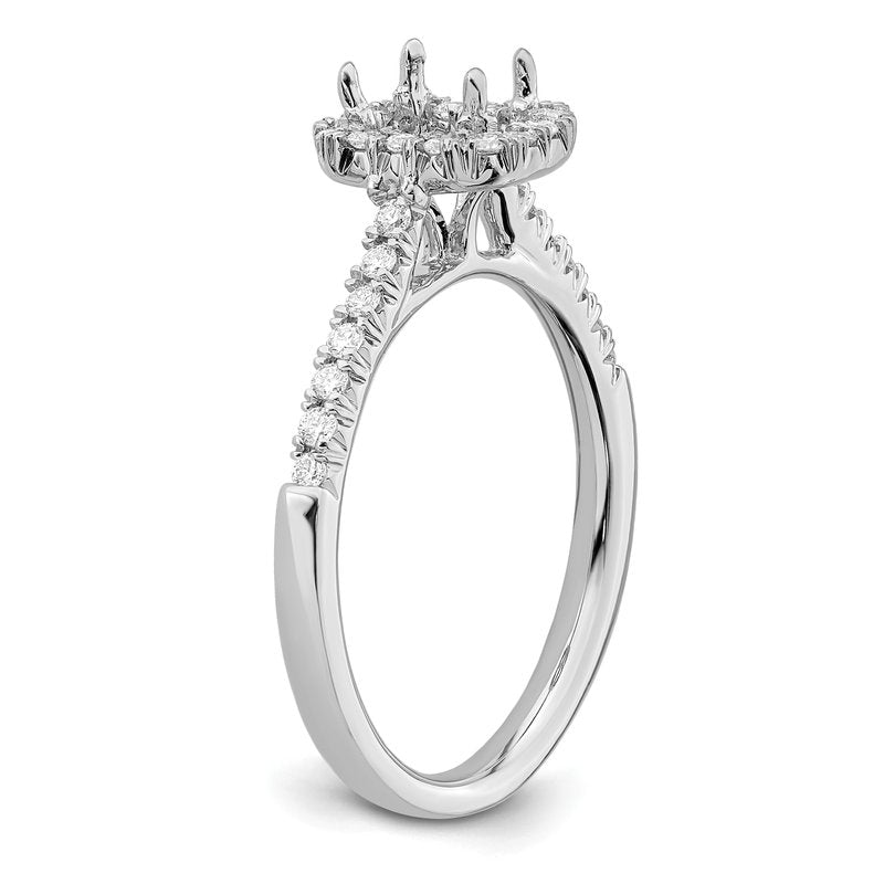 14K White Gold 1/4 carat Lab Grown Diamond VS+ F+ Semi-Mount Emerald Halo Engagement Ring