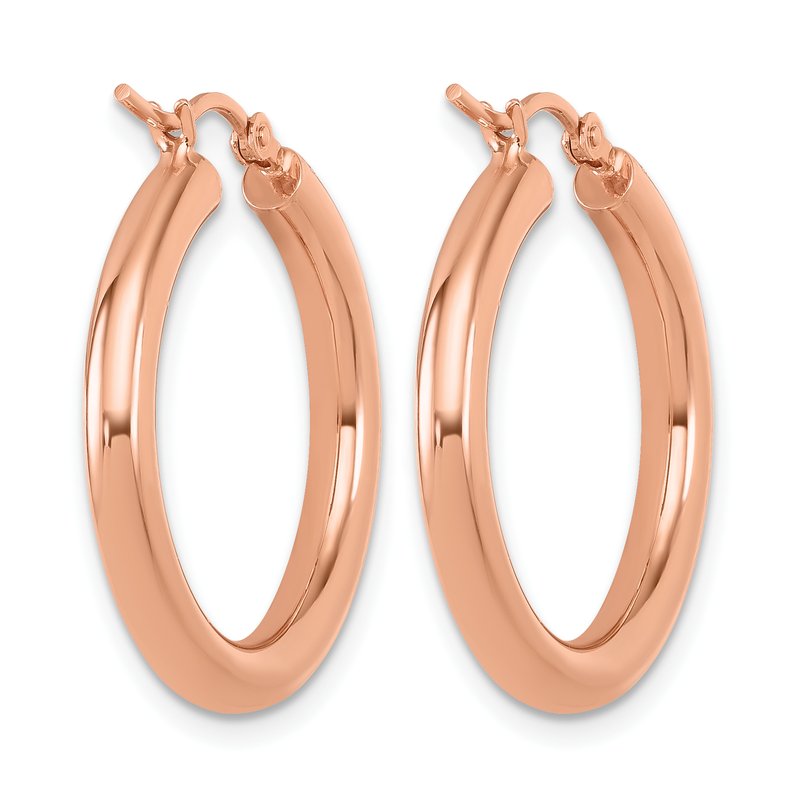14K Rose Gold 3mm Polished Hoop Earrings