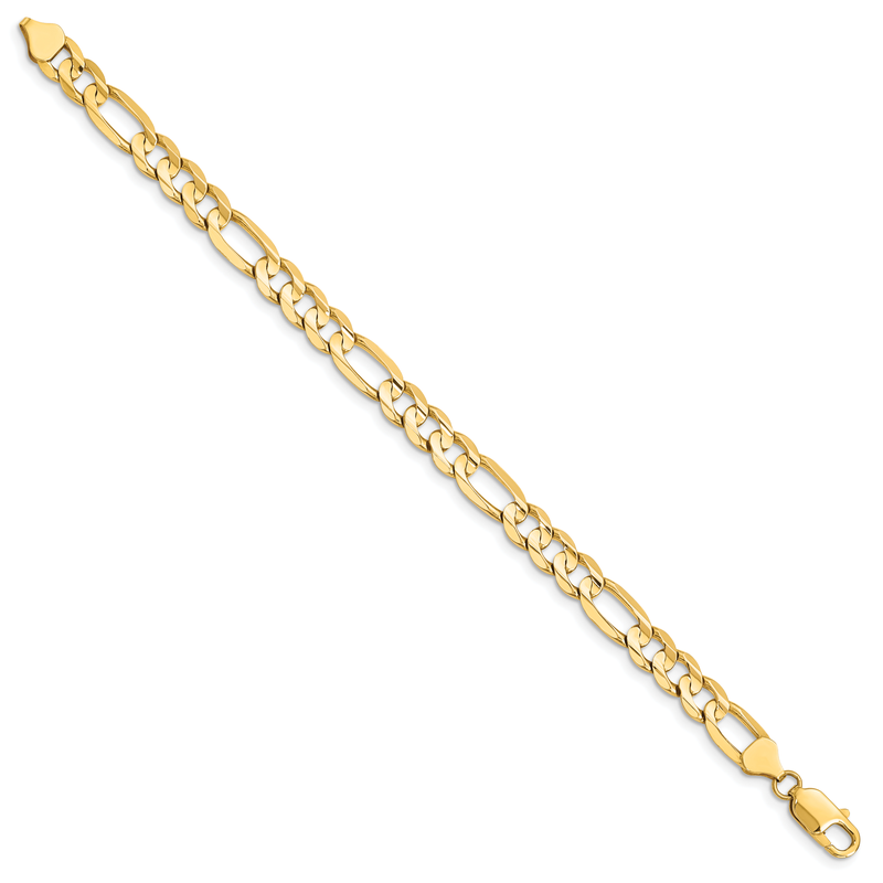 14K 26 inch 7.5mm Concave Open Figaro with Lobster Clasp Chain