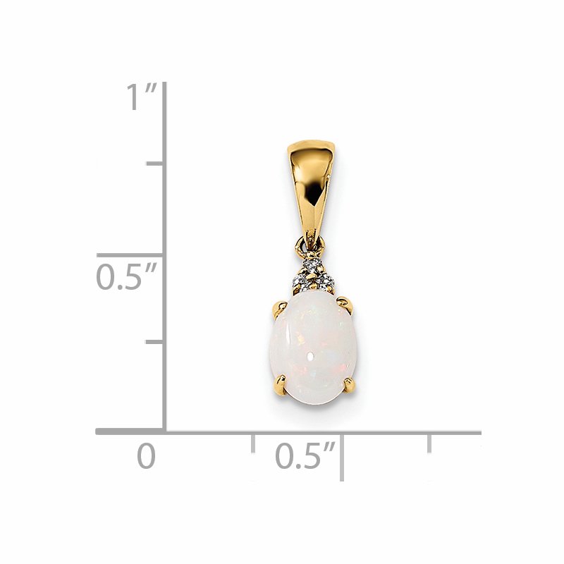 14k Austrian Opal and Diamond Pendant