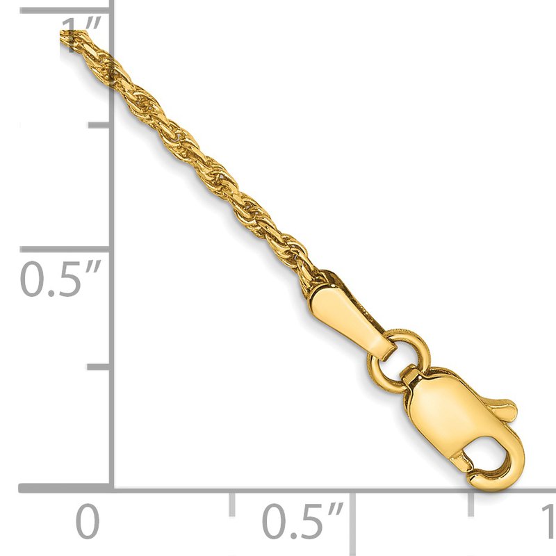 14K 14 inch 1.3mm Diamond-cut Solid Machine Made Rope with Lobster Clasp Chain
