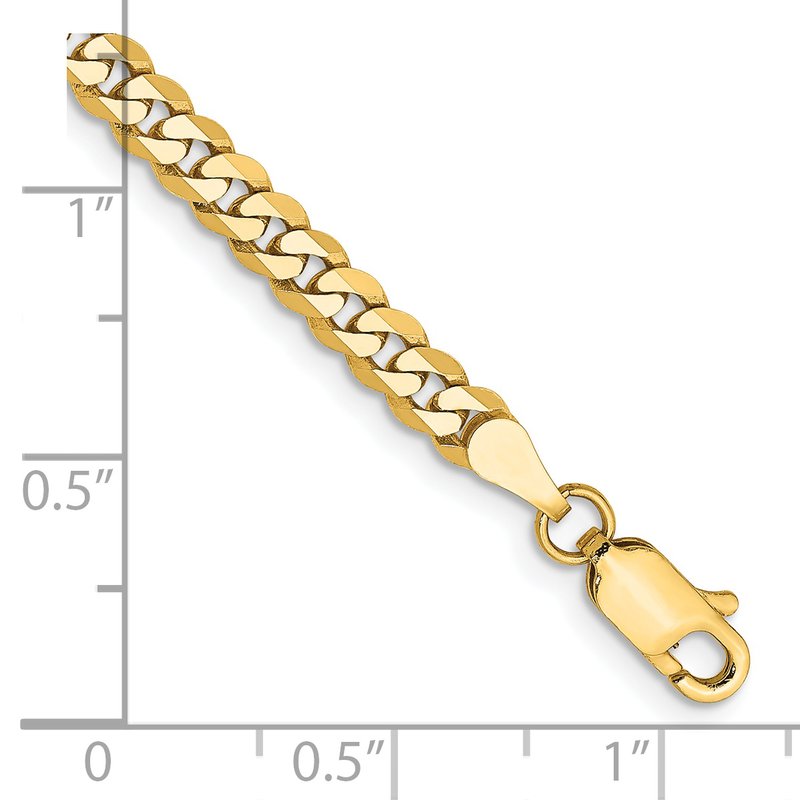 14K 26 inch 3.9mm Flat Beveled Curb with Lobster Clasp Chain