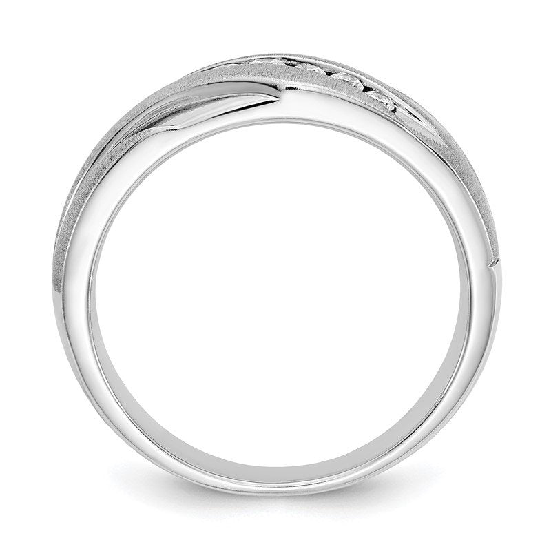 14K White Gold Men's 1/4 carat Lab Grown Diamond VS+ F+ Complete Brushed and Polished Band